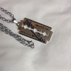 Judas Priest Razor Blade Pendant Necklace Silver